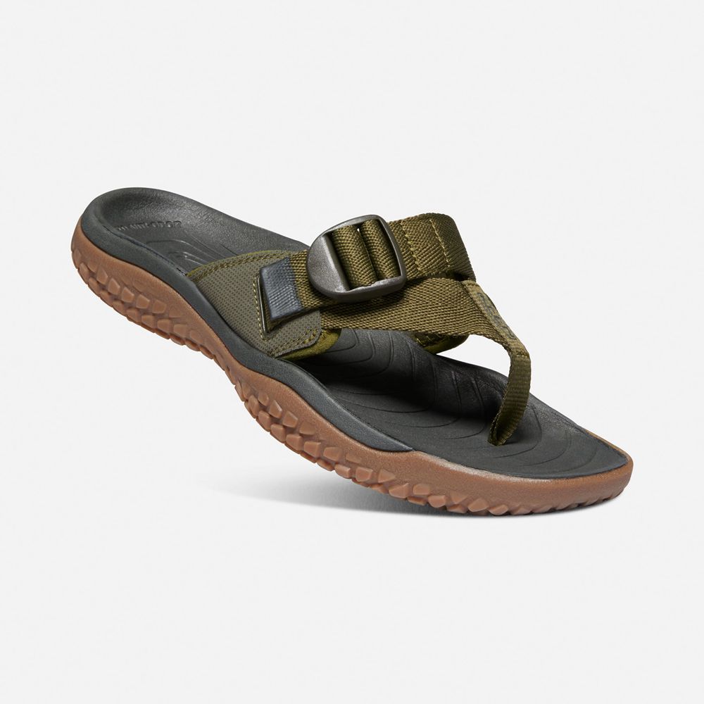 Sandale Keen Romania Barbati Masline Inchis Verzi Solr Toe Post Sandal 1076-CHTIE